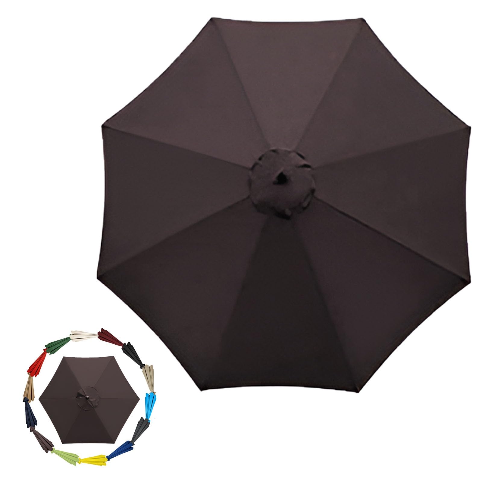 GZDXBF 200cm 270cm 300cm / 6ribs 8 Ribs Replacement Parasol Fabric Cover, Umbrella Cloth Replacement, Garden Parasol Canopy Cover(Color:Brown,Size:6 ribs-2m(6.5ft)) — image 1