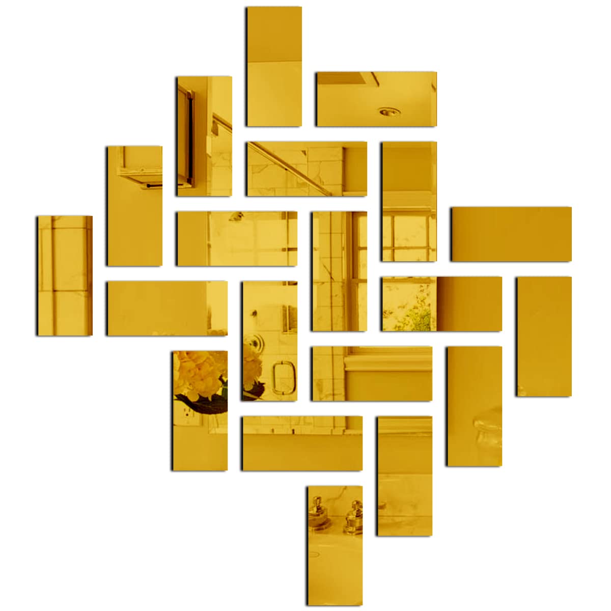 Buy 20 Rectangle mirror stickers for wall, acrylic mirror wall decor