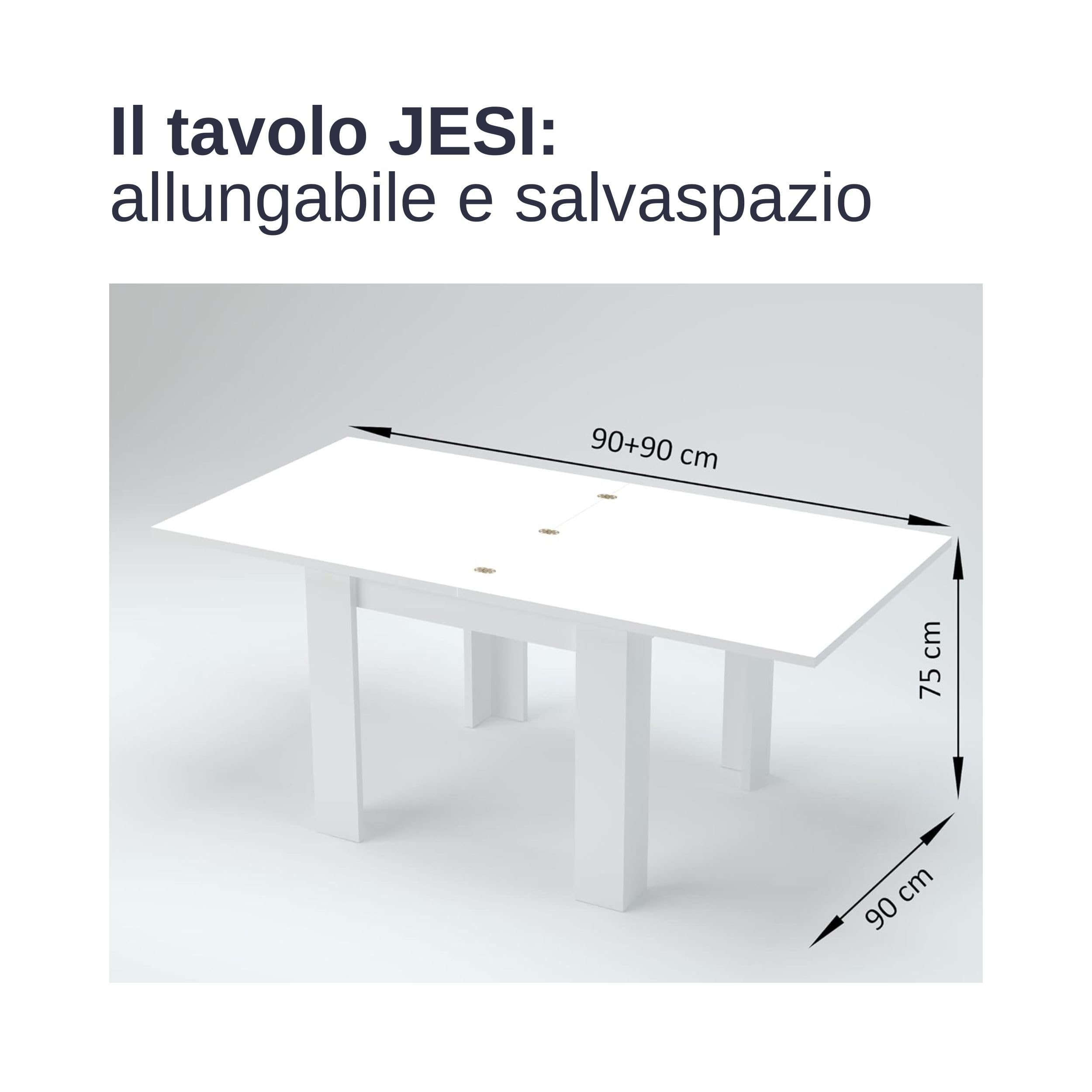 web-furniture Jesi Table de Cuisine de 90 cm Extensible à Livre, Mélamine, Blanc laqué Brillant, X-Large