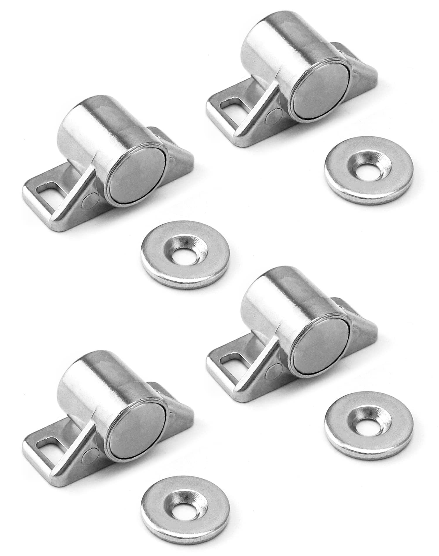 QWORK® 4 Pezzi Chiusura Magnetica Per Porta, Calamite Per Mobili, Lega Di Zinco, Con Viti, Argento, Adatto Per Cassetti, Mobili Da Cucina