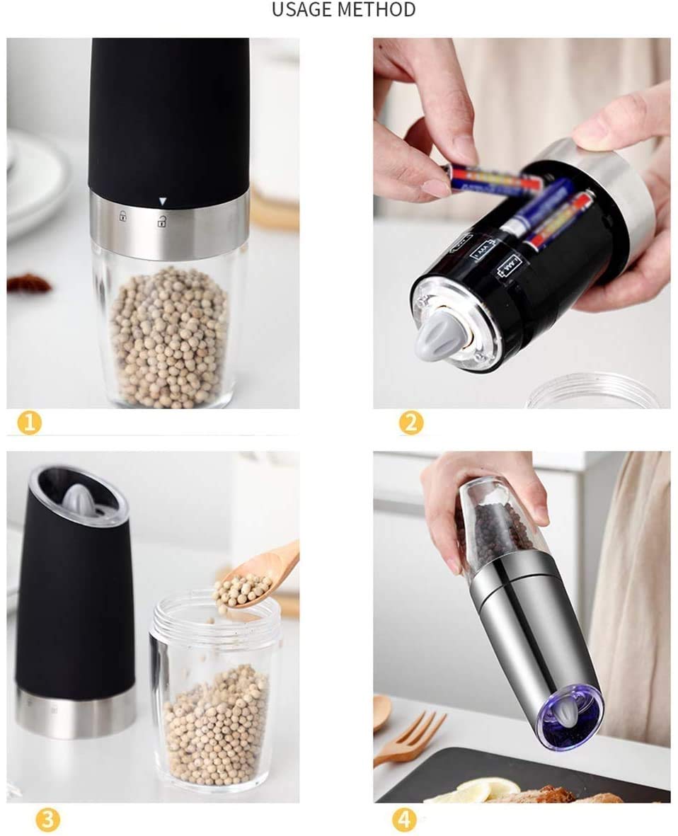 Set Macinasale E Macinapepe Ricaricabile Con Design Ergonomico, Macinazione A Una Mano In Acciaio Inox
