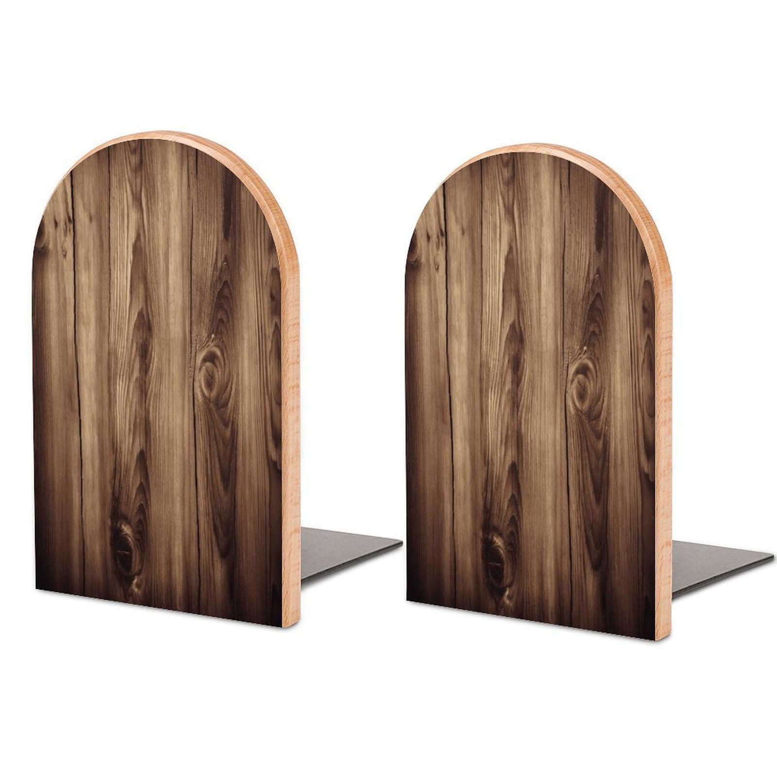 Wood Grain Bookend Wood Book End for Shelves Heavy Duty Non-Slip Wooden Bookend Support Universal Economy Bookends Fancy Modern Decorative Book Accessories 1 Pairs
