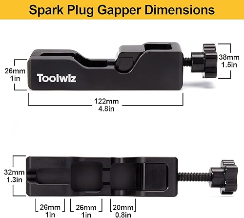 Miniatura 24 de Toolwiz Herramienta de separación de bujías, 2 piezas con calibre de acero de 32 cuchillas, compatible con bujías de rosca de 0.472 pulgadas y 0.554