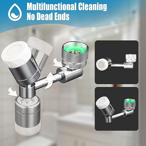 Miniatura 5 de Extensor de grifo giratorio de 1080, extensor de grifo, adaptador universal para grifo de fregadero con 2 modos giratorios, aireador de grifo de