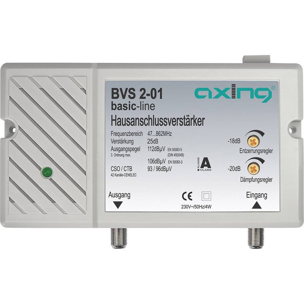 Axing BVS 2-01 Hausanschlussverstärker 25 dB für Kabelfernsehen digital (47-862 MHz)