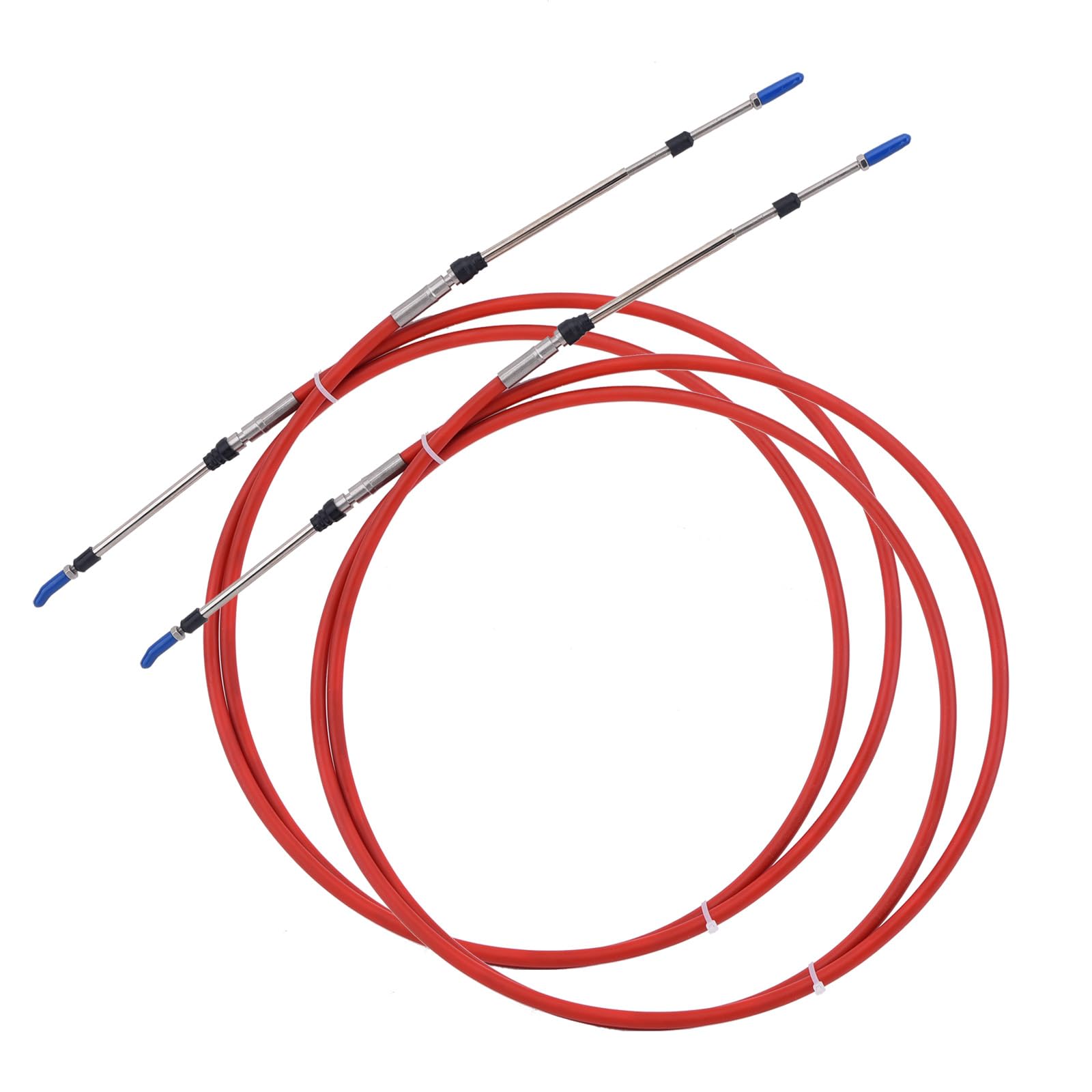 WATERLONG Boat Throttle Control Cable 8.2 Feet (2pcs Red) Outboard Rotary Steering Cable for Most Single Station Boats