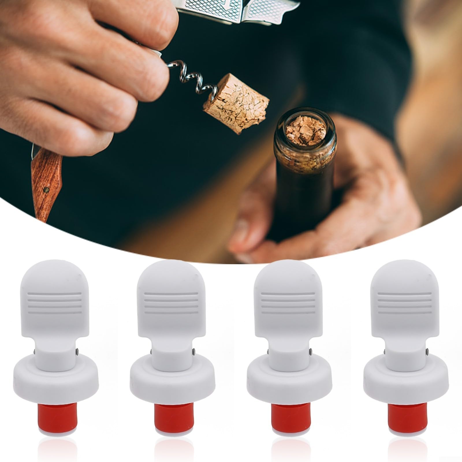 Tappo per bottiglia di vino con leva a pressione, tappo ermetico in PP e gomma, per bottiglie di vino, birra, olio e aceto, ecc., chiusura a tenuta stagna estende la freschezza (4 pezzi