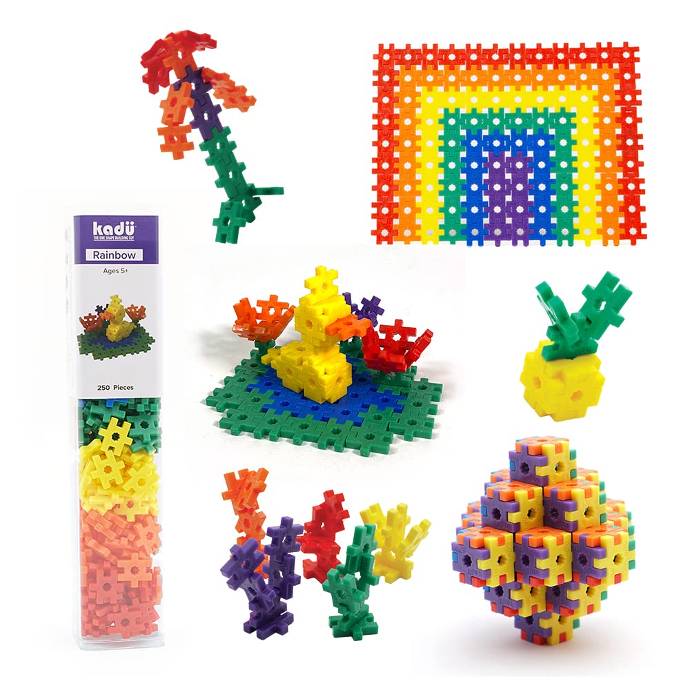 KADU Rainbow 250 Piece Set - STEM/STEAM Building + Construction Toy, for Open + Imaginative Play