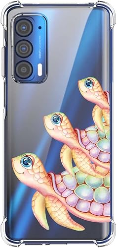 Funda de tortuga para Moto Edge 2021Edge 5G UW, colorido diseño de anfibios de tortuga arcoíris para Moto Case niños y niñas, funda protectora de