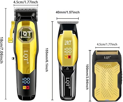 Miniatura 8 de Cortapelos profesional para hombre, afeitadoras eléctricas, afeitadora de pelo con hoja en T, recortadora de pelo inalámbrica 3 en 1, afeitadora de