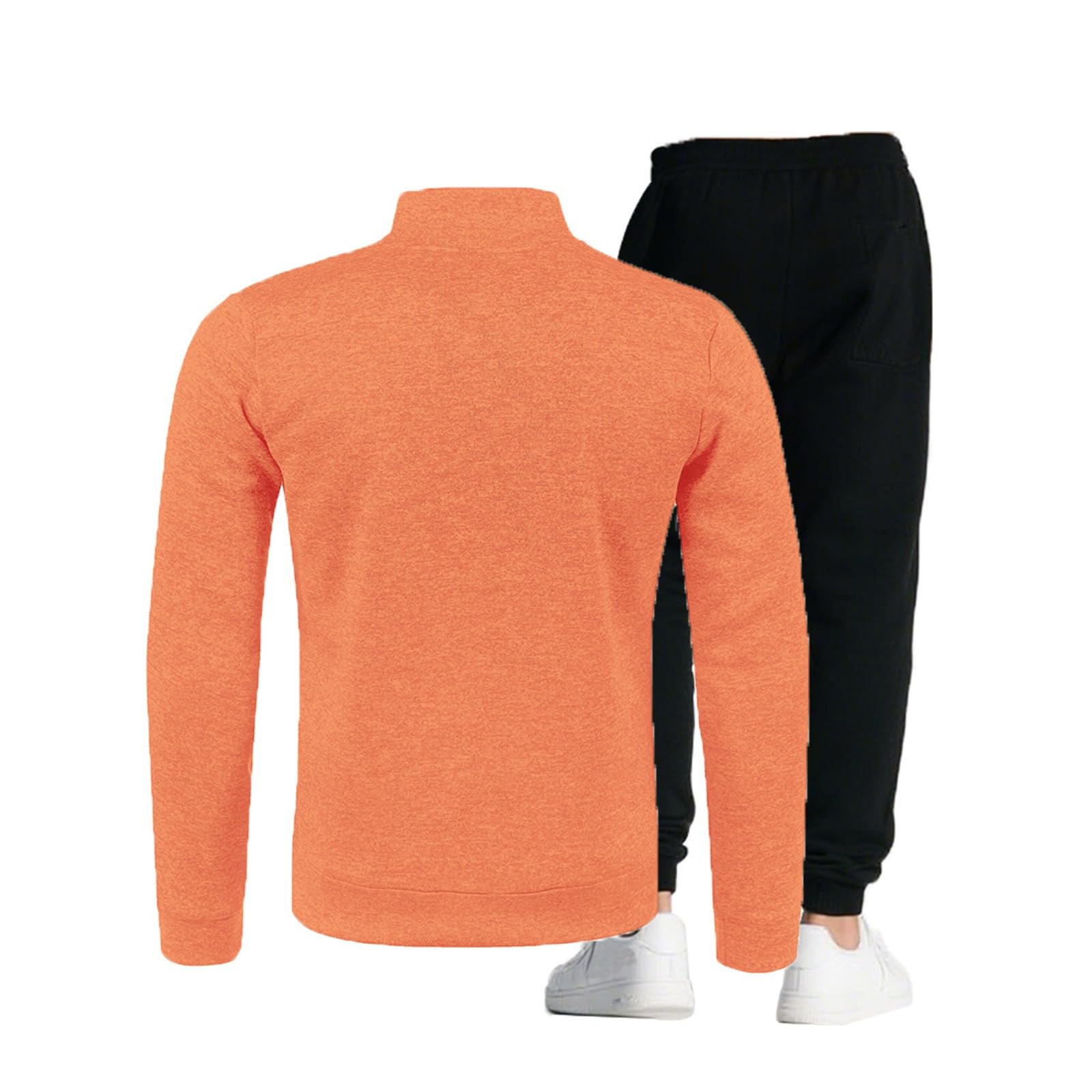 Generisch Tuta da uomo per il tempo libero, tuta da jogging, lunga da uomo, in cotone, per lo sport, a maniche lunghe, invernale, con cappuccio e pantaloni da jogging con tasca casual, con zip