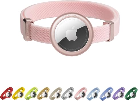 Cat Airtag Collar, US IDA Gold Award Cat Safety Collar Non Breakaway Elastic Airtag Collar Lightweight Airtag Holder Anodized Aluminium Case for Kitten Small to Large Cats,SBlush Pink