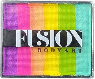 FUSION BODY ART Face Paint Pro Quality Professional Water Based Rainbow Cake - Unicorn Party by Jest Paint 50gr | Hypoallergenic Safe & Non-Toxic | Easy to Apply and Wash Off