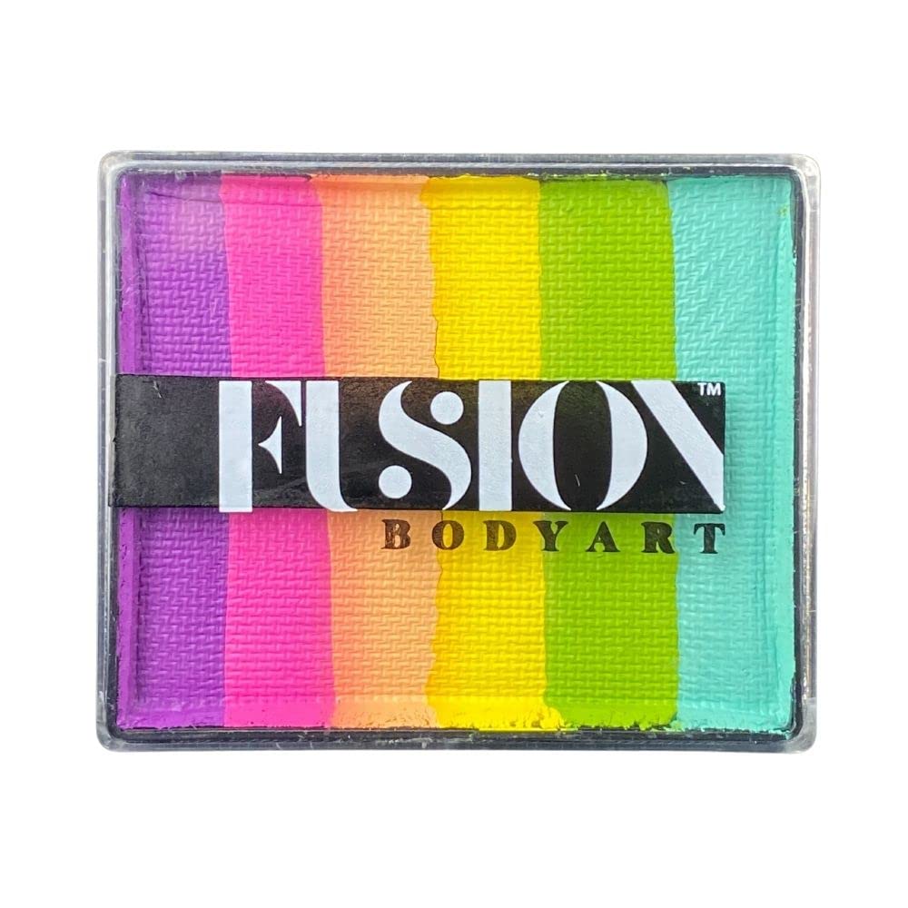 FUSION BODY ART Face Paint Pro Quality Professional Water Based Rainbow Cake - Unicorn Party by Jest Paint 50gr | Hypoallergenic Safe & Non-Toxic | Easy to Apply and Wash Off
