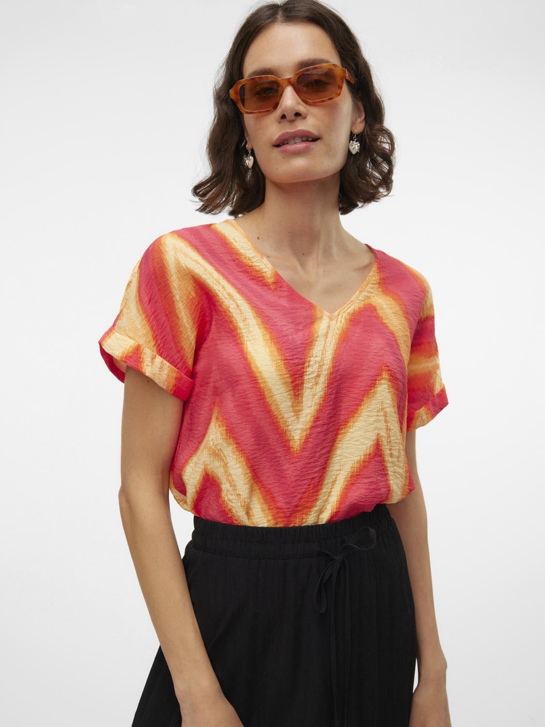 VERO MODA Vmjosie KUA SS WVN Ga Top damski, Cayenne/Aop:kua, M