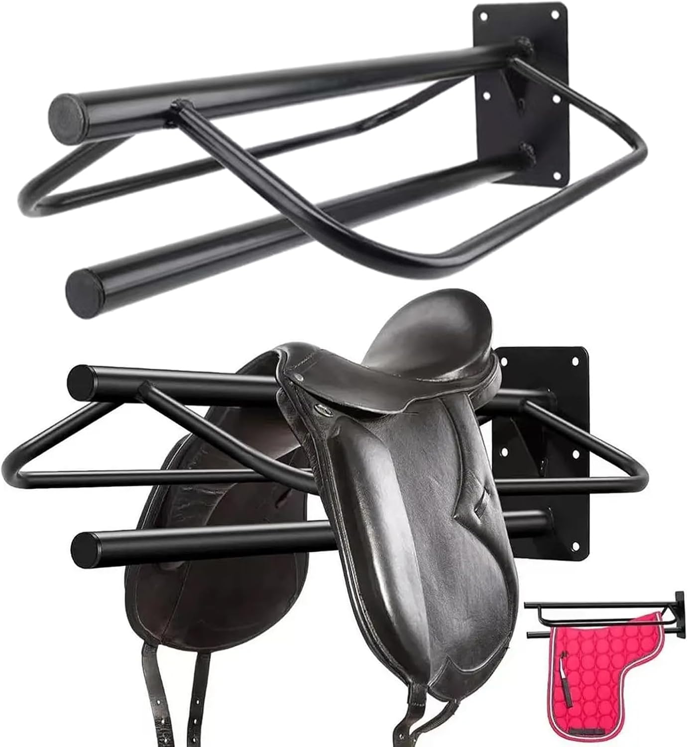 Metal Saddles Hanger Organizers Wall Mounted Horse Saddle Rack Heavy Duty Saddles Storage Frame For Equestrians Gear Saddling Stand Wall Mount Display Holder