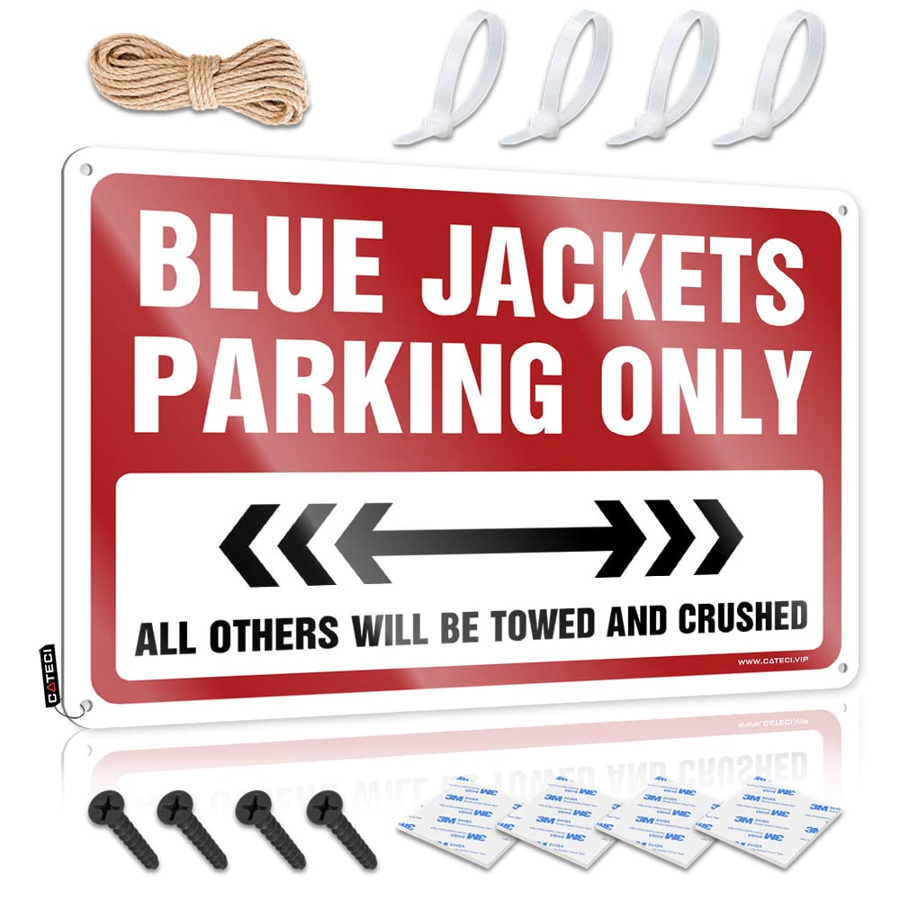 Krazmurongd Boys One Color Funny Tin Sign Blue Jackets Parking Only Tin Sign Room Decor Teenager Wall Signs(20X30cm)