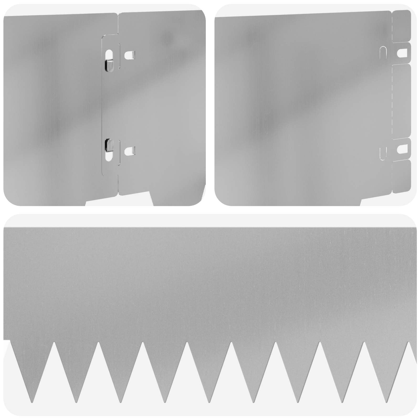 Krawędzie trawnikowe z malowanego proszkowo metalu, srebrne, 103 x 20 cm, zestaw 20 sztuk do rabatek ogrodowych, krawędzi ścieżki, tarasu, do czystego odgrodzenia i porządku krawędzi koszenia