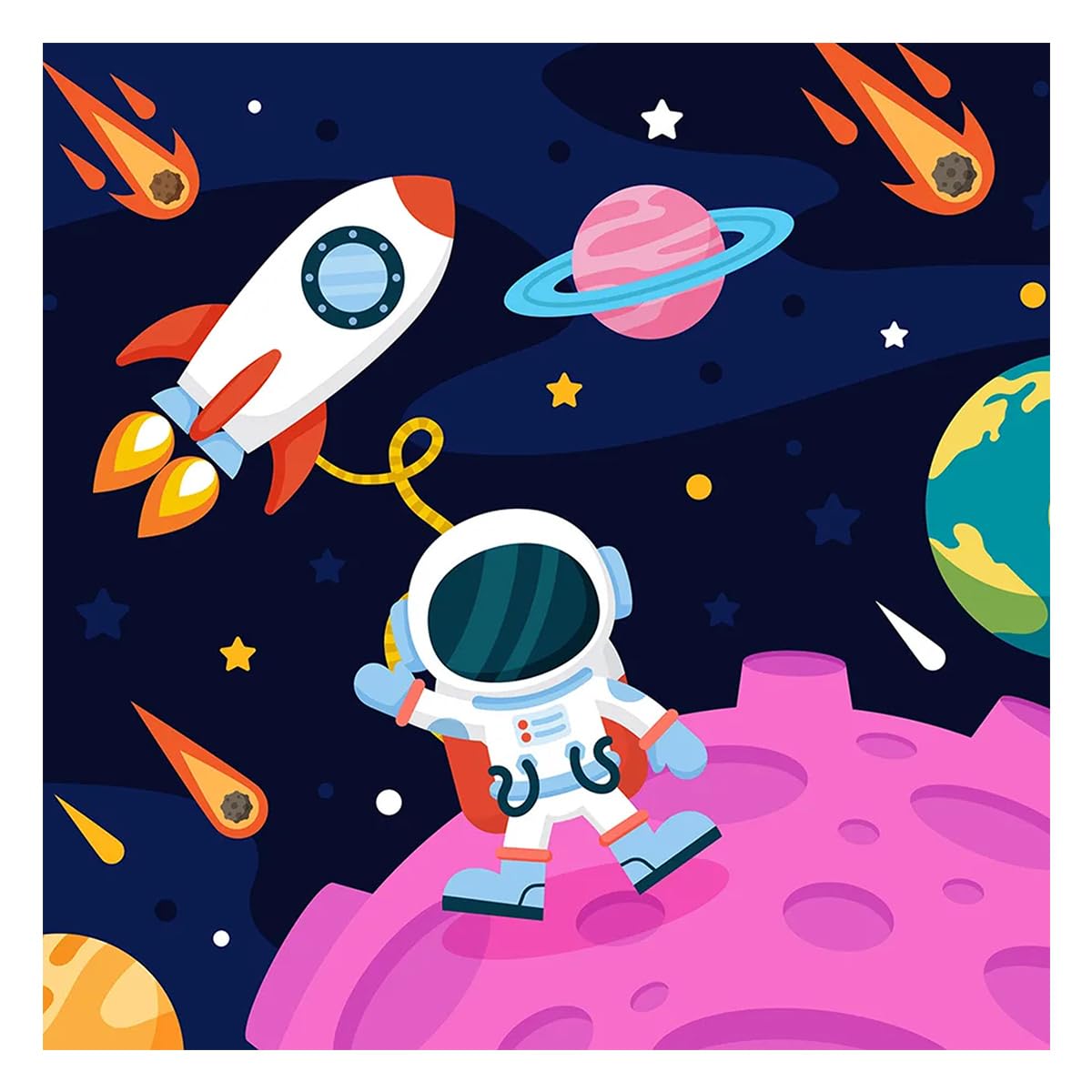 Whattacraft! Paint by Numbers for Adults and Kids | Mini Framed 25x25cm Premium Painting Kit | Do-it-Yourself Wall Decor | DIY | Art Gift Set | Hello from Space