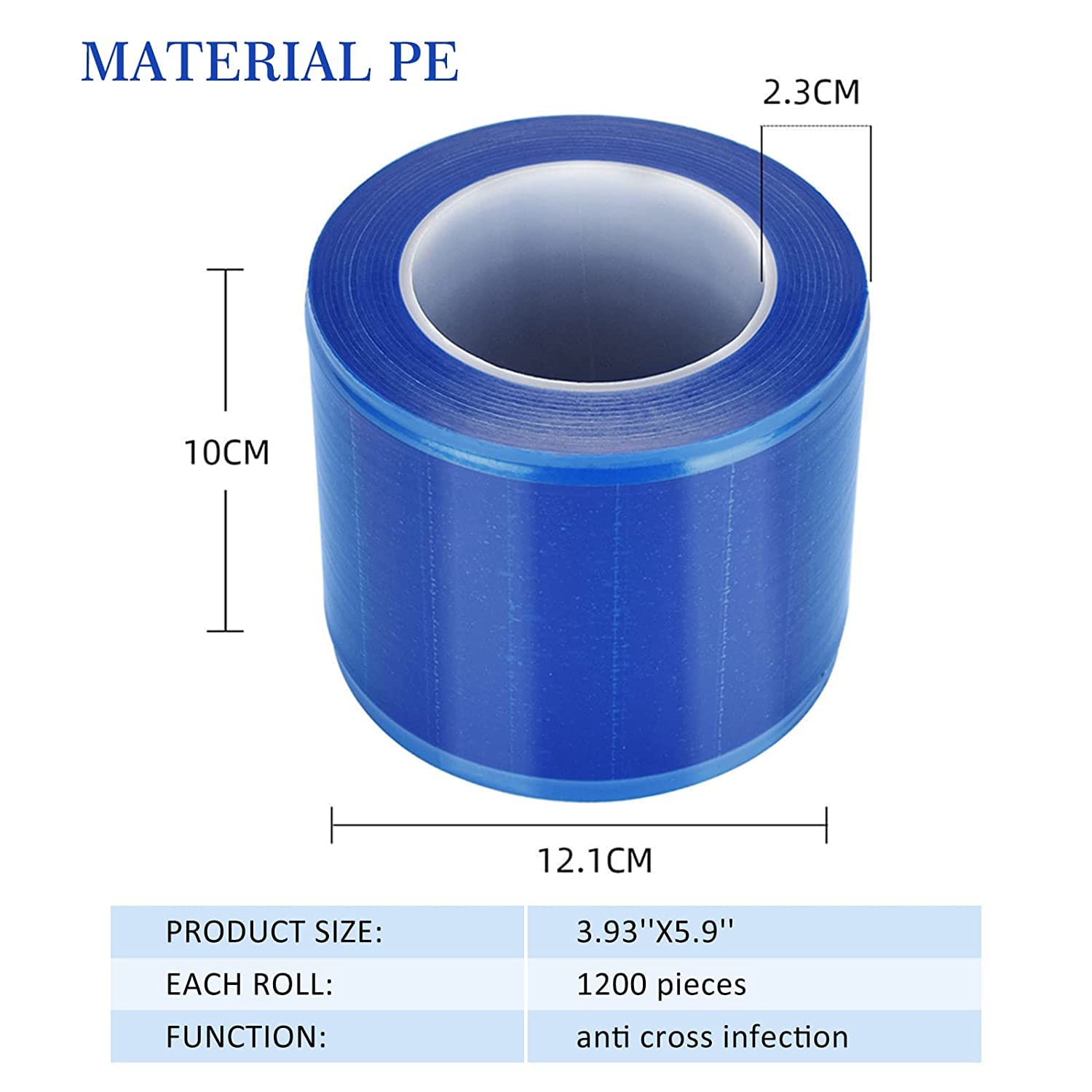 Película de barrera Unihubys 1200 hojas 4" x 6" PE desechable dental protectora con dispensador