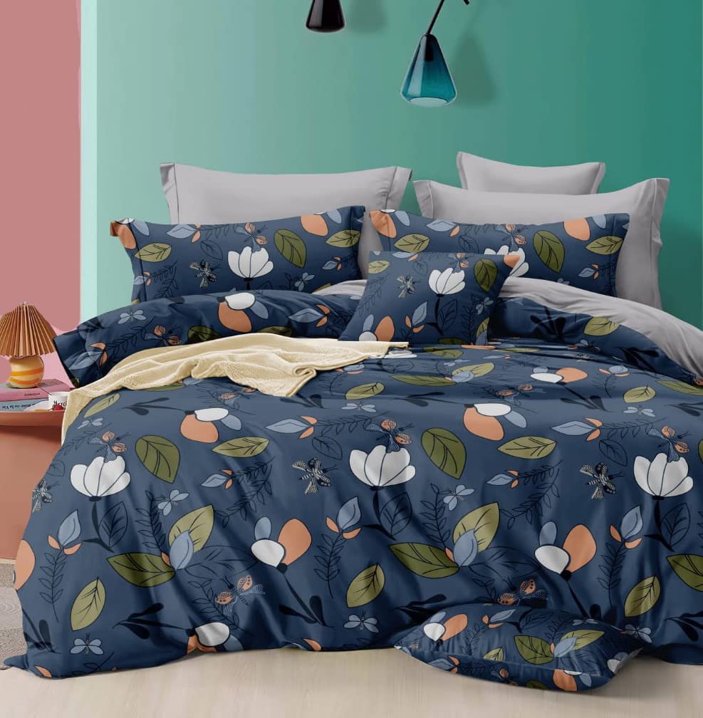 See full amazon price history chart for DECOMIZER Super Soft Glace Cotton 300 TC King Size Ac Comforter/Blanket/Duvet For Double Bed With 1 Flat Bedsheet And 2 Large Pillow Covers - 4 Piece Comforter Set - Navy Green Leaf DECOMIZER Super Soft Glace Cotton 300 TC King Size Ac Comforter/Blanket/Duvet For Double Bed With 1 Flat Bedsheet And 2 Large Pillow Covers - 4 Piece Comforter Set - Navy Green Leaf (B0C62K2SF1) Amazon Price History, Amazon Price Tracker