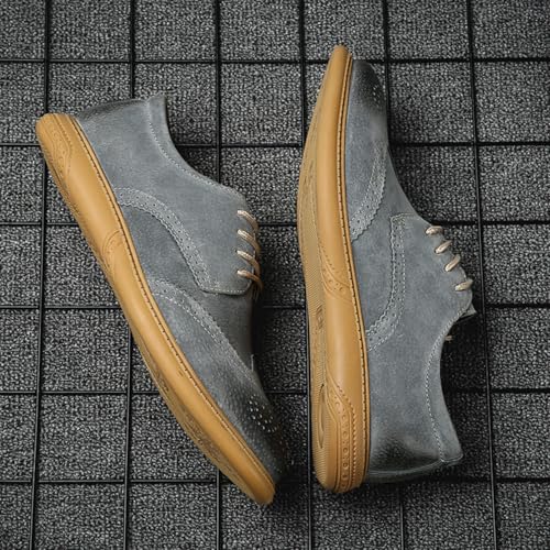 Men's Brogue - Patterned Low - Top Shoes, Round - Toe Lace - up Casual Leather Shoes with Classic Design4