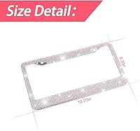 Vista 2 de Marco de matrícula de automóvil con diamantes de imitación brillantes, cubierta / soporte de placa de matrícula de acero inoxidable, universal