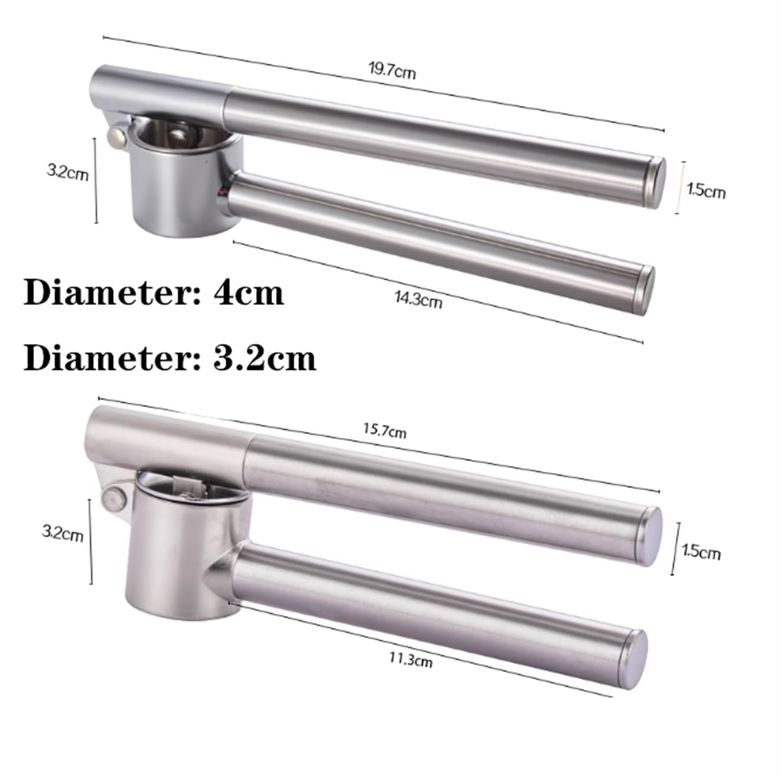 Prensa para ajos, Pelador de ajos, trituradora fácil apretar, manual portátil, apto for lavavajillas, herramienta cocina inoxidable(19.7cm)