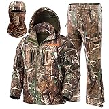 NEW VIEW Quiet Hunting Clothes for Men with 11 Pockets, Fleece-lined Water Resistant Camo Jacket and Pants