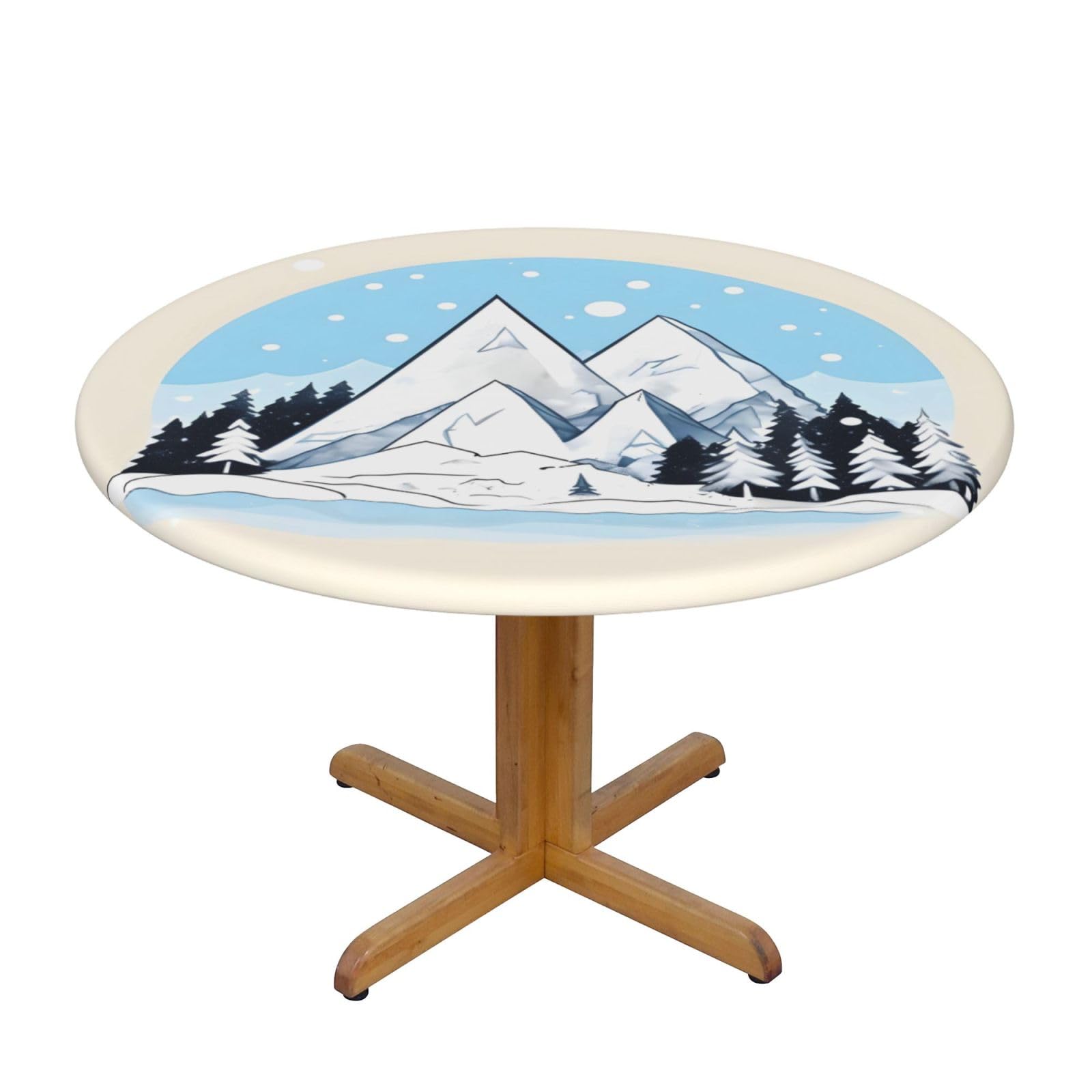 ZQYTGFDC Snow-capped mountains M Decorative Round Tablecloth Waterproof Anti Stain Oil Proof Size for 40 50 inch