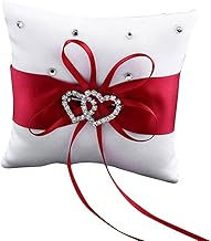 Gemini_mall® Coussin pour alliances en forme de cœur avec strass Rouge 10 x 10 cm