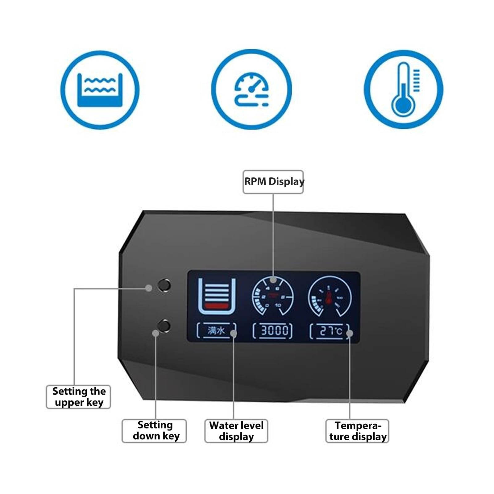 Termómetro de Refrigeración por Agua para PC, Pantalla de Refrigeración por Agua para PC, Pantalla de Temperatura para Kit de de Refrigeración por Agua (BLACK)