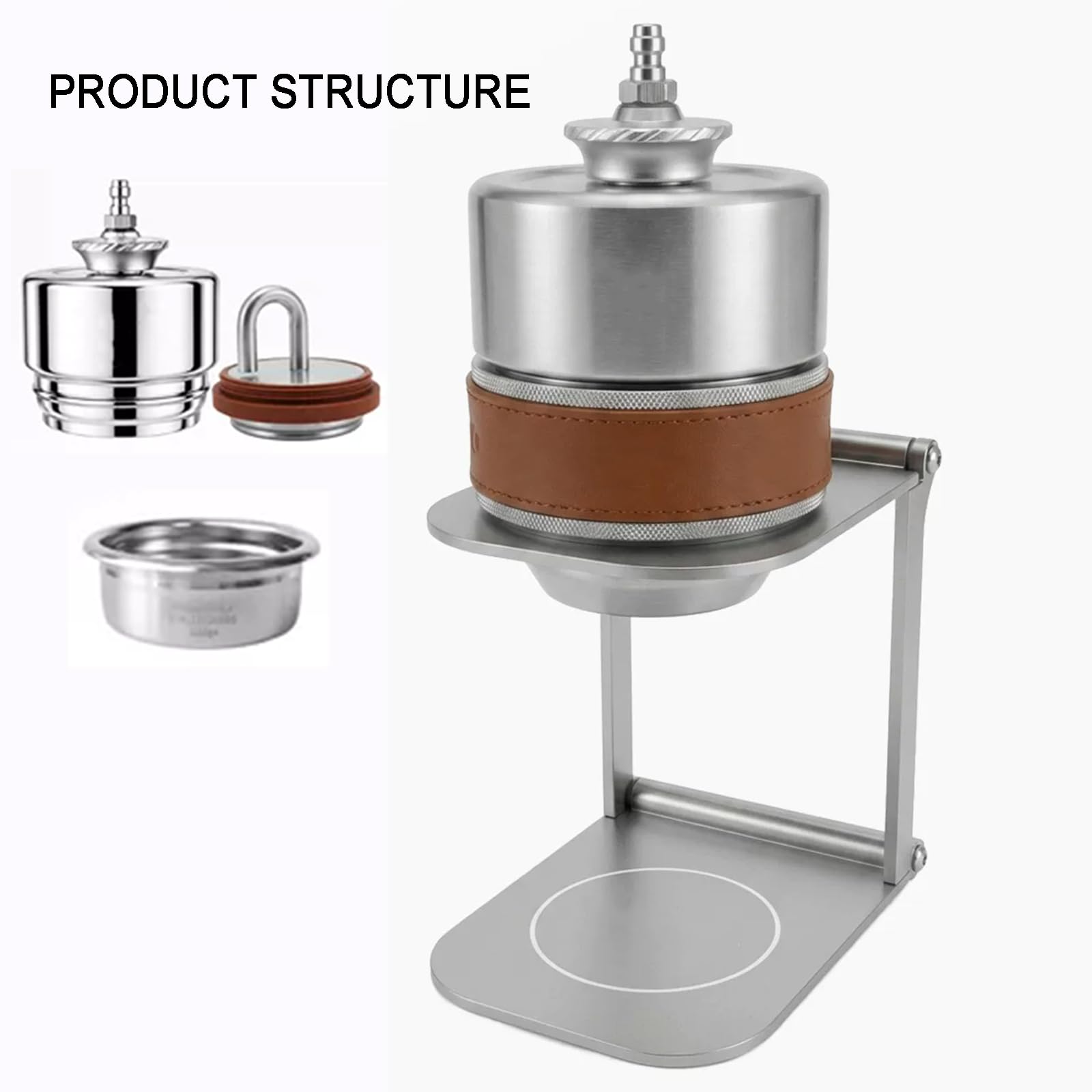 Macchina Per Caffè Espresso Pneumatica, 58 Mm, In Acciaio Inox A Doppia Parete, Con Cestello Da 18 G, Manometro, Ideale Per Campeggio, Viaggi E Per La Preparazione Del Caffè A Casa
