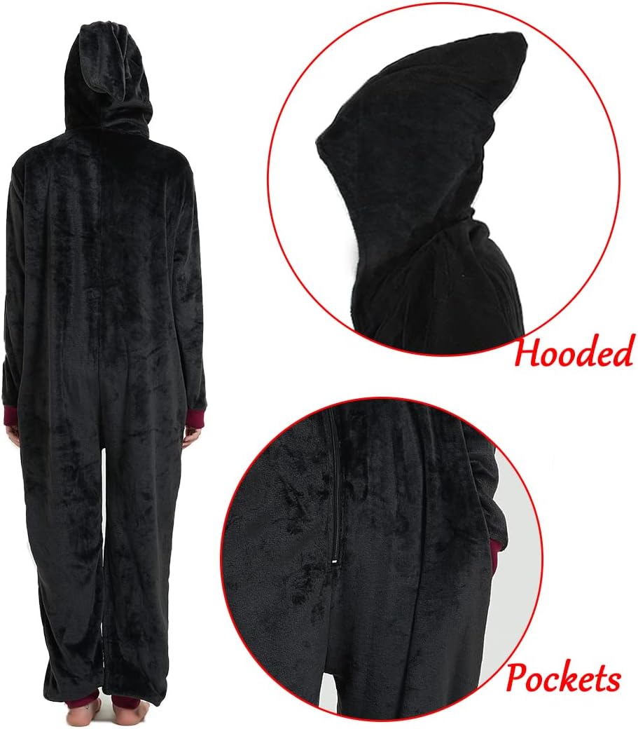 Unpifolov Men and Women Flannel Pajamas Four Magic College Styles Jumpsuit Couple Adult Sportswear Hooded Homewear - Image 6