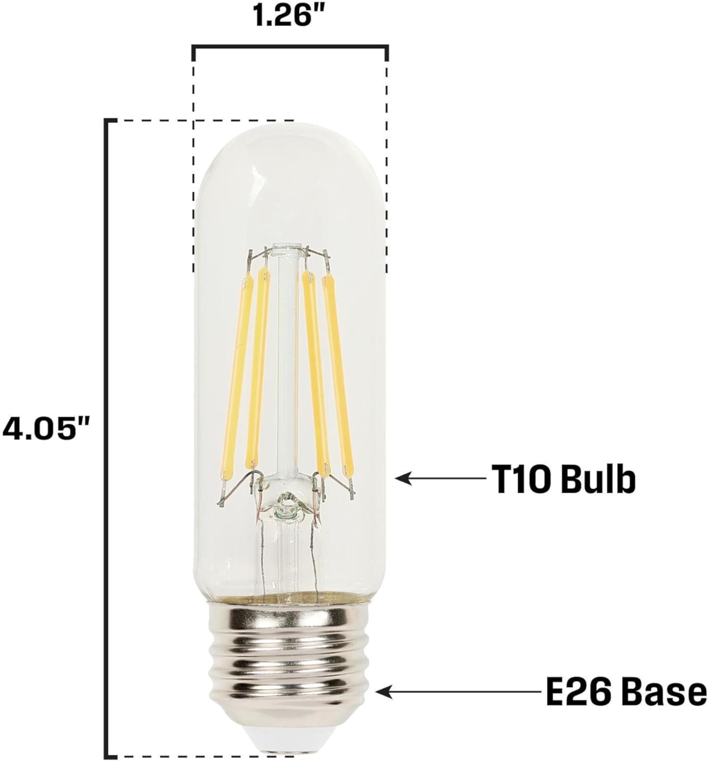 Westinghouse Lighting 5340020 5.5 Watt (75 Watt Equivalent) T10 Dimmable Clear Filament LED Light Bulb, Medium Base, 6 Pack