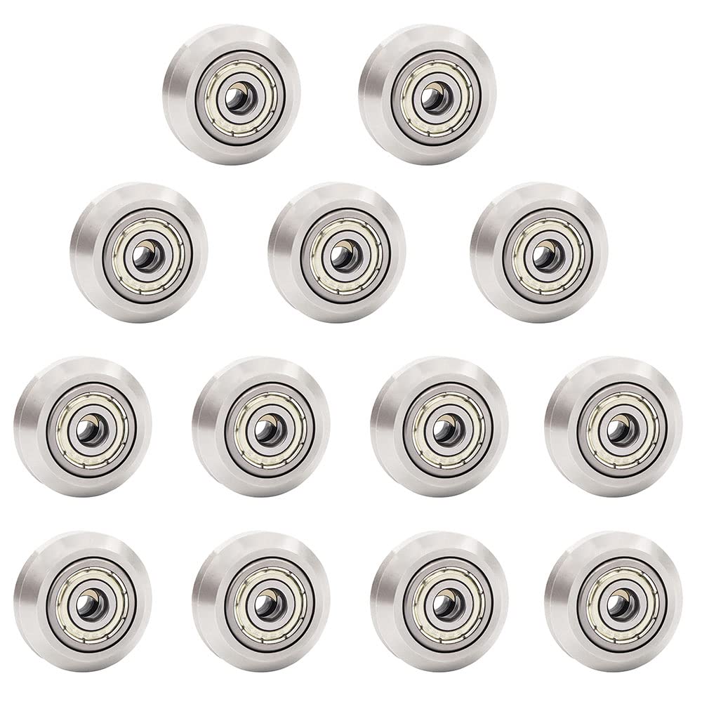 [13pcs of Pack] Openbuilds Stainless Steel V-Slot Wheel 625zz Bearing Pulley Metal Double V Gear Aluminum Extrusion 3D Printer Parts