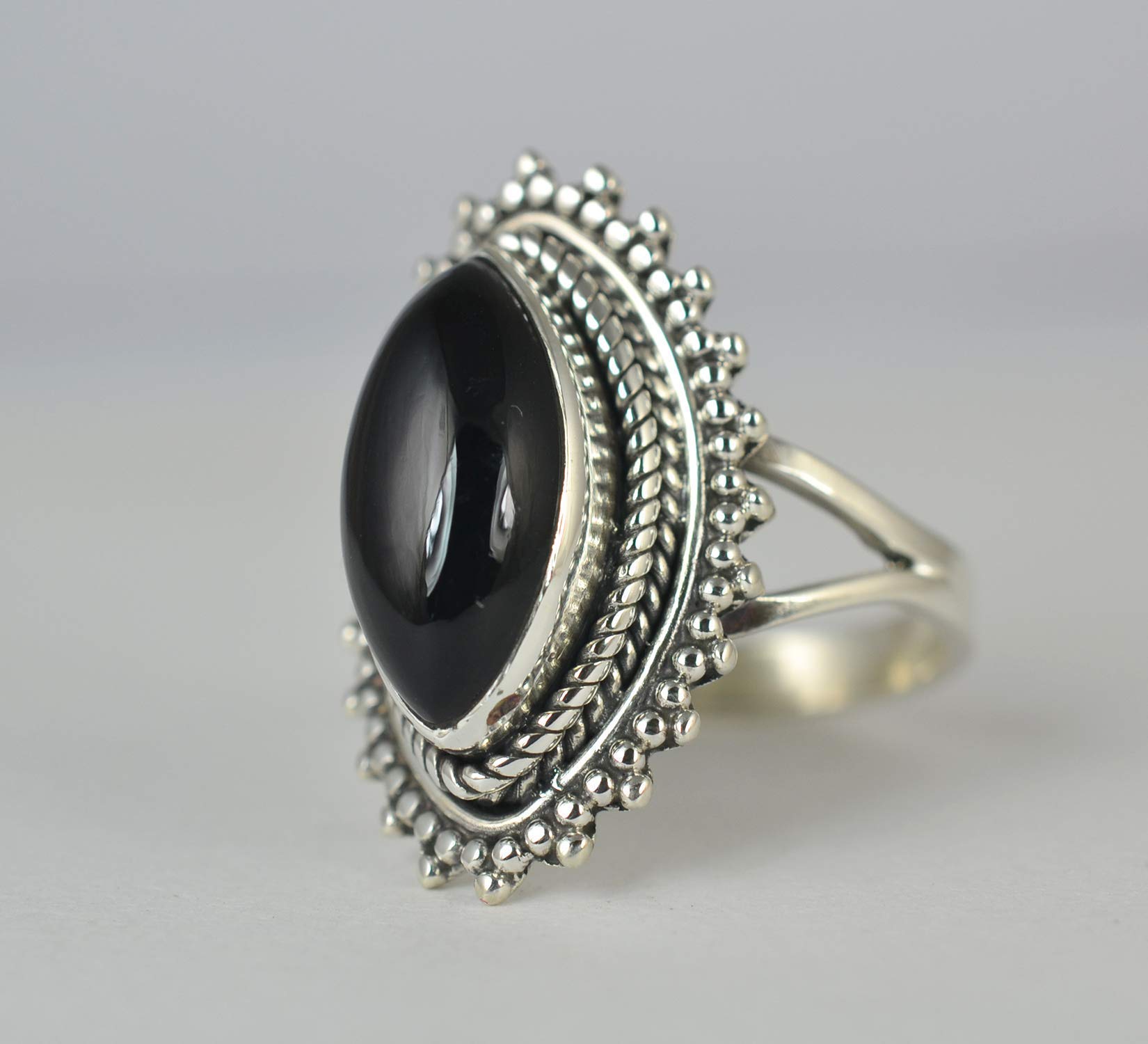 Schwarzer Onyx-Ring aus 925er Sterlingsilber