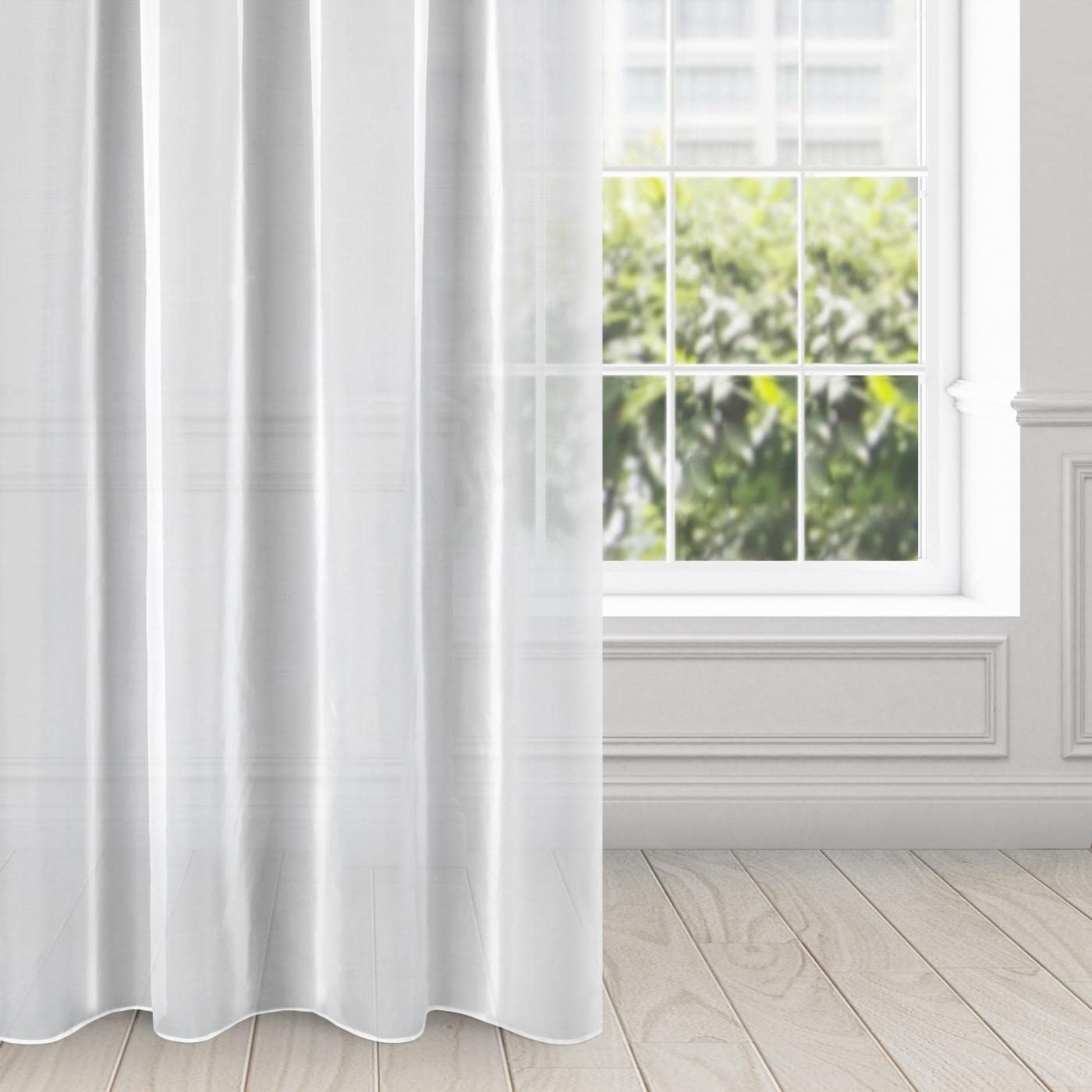 Eurofirany LUCY Tenda in Voile, Tenda Trasparente con Fettuccia Arricciatenda - 1 Unità, Camera da Letto, Soggiorno, Cucina, 140 x 270cm, Bianco (100% poliestere)