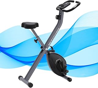 PRIXTON Bicicleta Estática Plegable Bike Fit BF150, Bicicleta de ejercicio Fitness, Resistencia magnética 1,5kg, Pulsómetro, 8 niveles, Ruedas de transporte, Manillar y Sillín Regulable, Soporte móvil