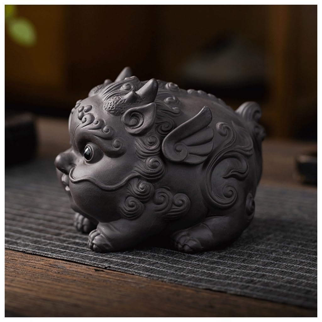 ENGENDER Kung Fu Tea Pet Creative Purple Sand Tea Pet Ornaments, Table Toys Can Bring Wealth And Exquisite Ceremony Decoration(B)