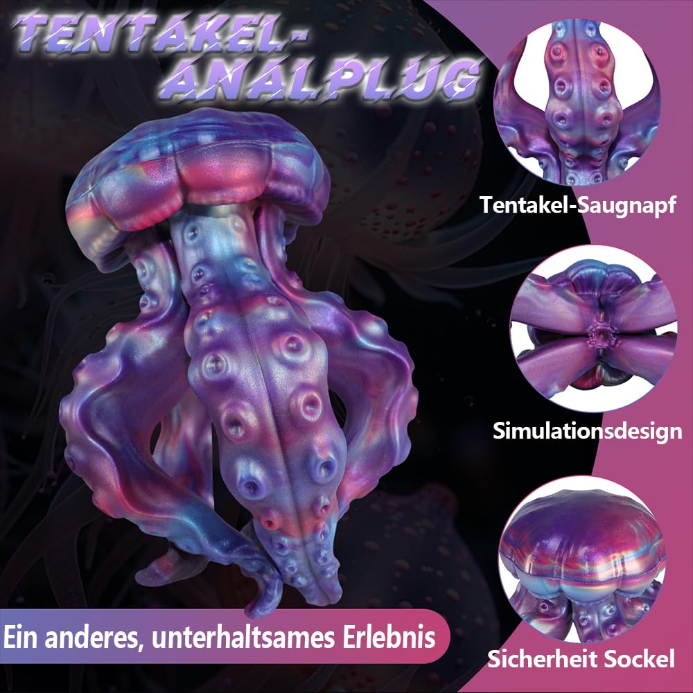 Realistischer Monster Dildo Anal Silikon Tentakel Dildo Analplug für Frauen Männer Prostata Stimulation G-Punkt Massage Fantasy Anal Butt Plug Masturbation Erotisches Sexspielzeug für Paar (L)