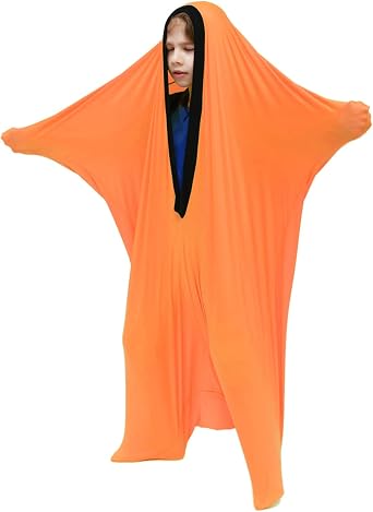 SANHO Dynamic Movement Sensory Body sock, Large, 9-12 years old, 56HX28W, Good for Height52"-61",Updated Version,Orange