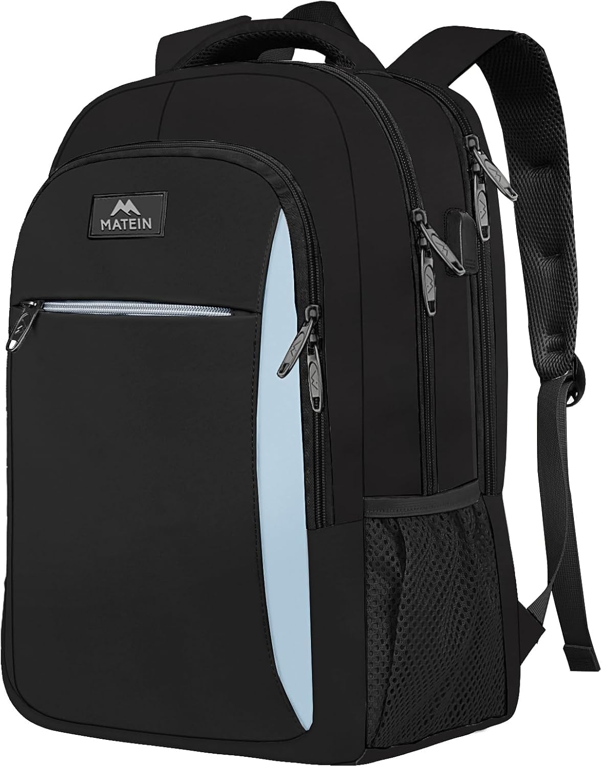 MATEIN Business Laptop Rucksack 15,6 Zoll Reise Laptoptasche mit USB Ladeanschluss Wasserabweisend Daypack Arbeit College Computer Herren Damen, Blauschwarz