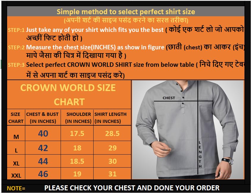 Image of Men's Cotton Regular Short Kurta | Casual & Ethnic Wear with Long Sleeve