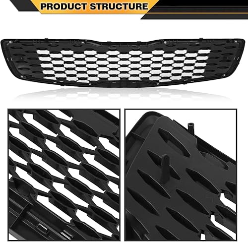 Miniatura 3 de Rejilla de parachoques superior cromada delantera compatible con Kia Forte5 Hatchback EX LX 2017 2018 reemplaza 86350A7810 86350-A7810