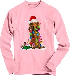 1Tee Girls Dog Covered in Christmas Lights Sweatshirt Jumper Baby Pink 3-4 Years