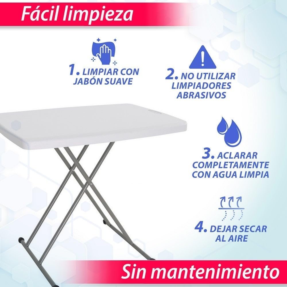 LOLAhome Mesa Regulable en Altura, de Acero Anticorrosión y HDPE (De 76x50x71,5 cm) | Resistente, fácil Transporte, fácil Montaje | Ideal Acampadas, Picnic, Catering, Jardín, Terraza