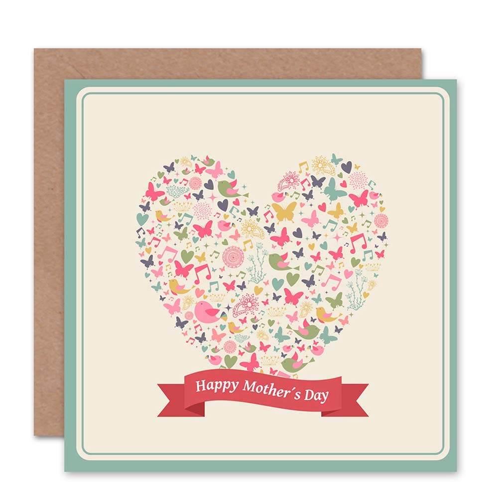 Wee Blue Coo Blue Wee Coo Happy Mothers Day Heart Blank Greetings Card Art