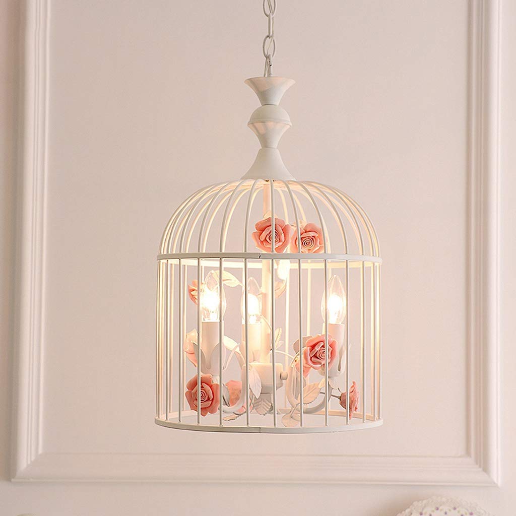 Lustre créatif en fer cage à oiseaux plafonnier LED pour chambre et escalier