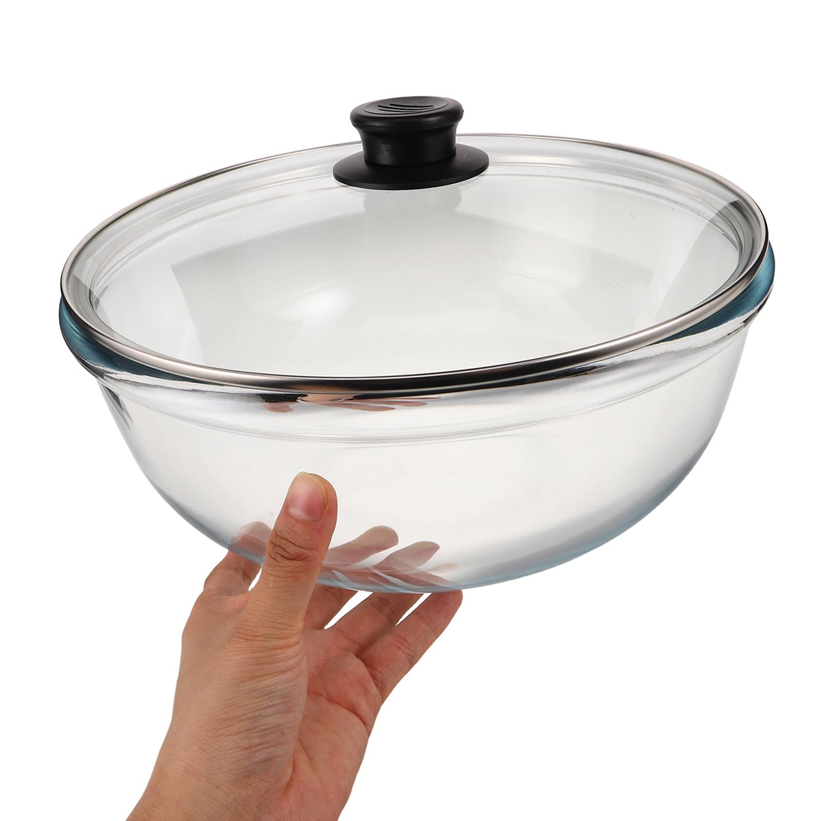 SECFOU Multifunktionale Glasrührschüssel mit Deckel 5700ml Transparente Küchenschüssel aus Glas und Kunststoff für Backen Zubereiten und Partys Geeignet